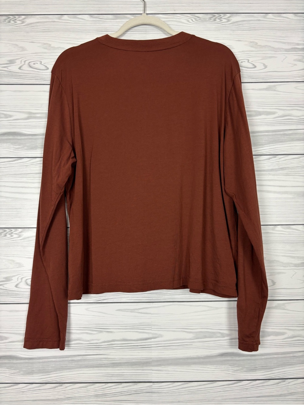 Quince cotton modal long sleeve brown relaxed T-shirt size large - Picture 5 of 5